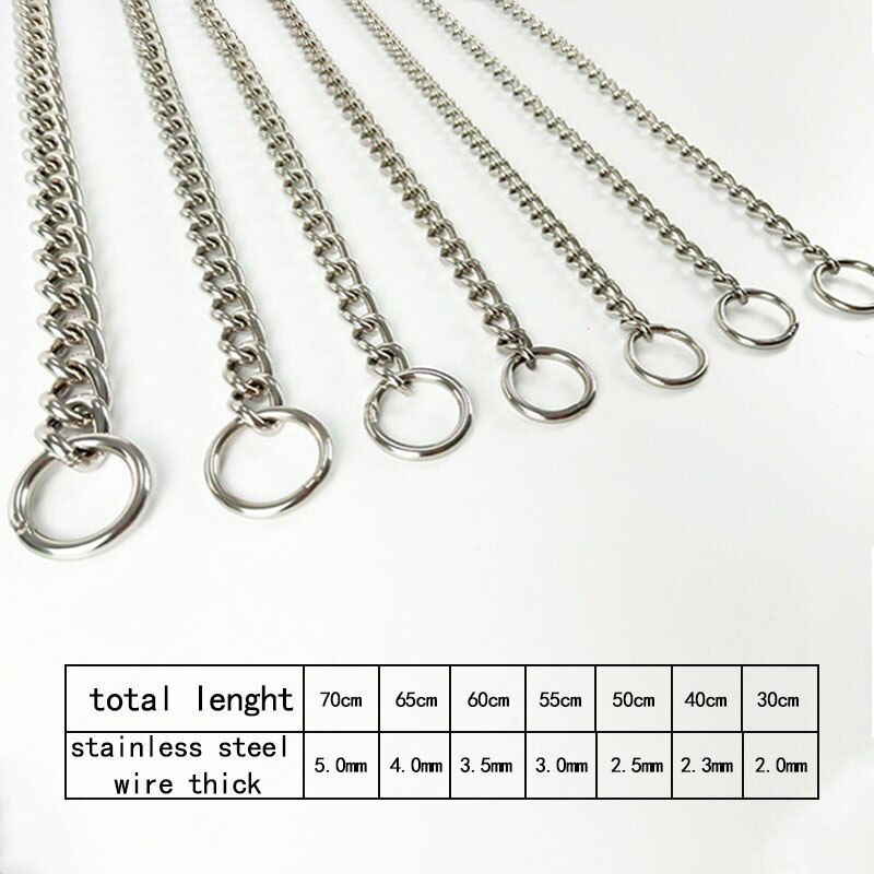 Pet supplies stainless steel chain dog training choke, suitable for small and medium-sized large dogs chrome-plated metal