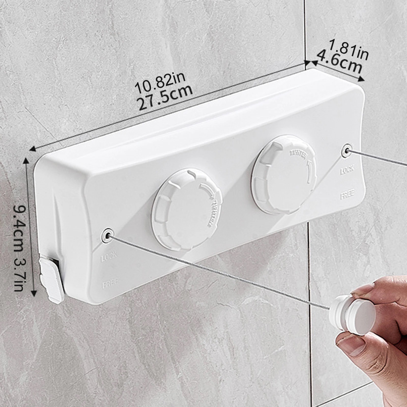 5,1 m ausziehbare Wäscheleine, doppelte Linie, einziehbare Wandmontage, Wasch- und KleiderbüGel, Wäsche, Balkon, unsichtbare Trocknungslinien: Licht Grün