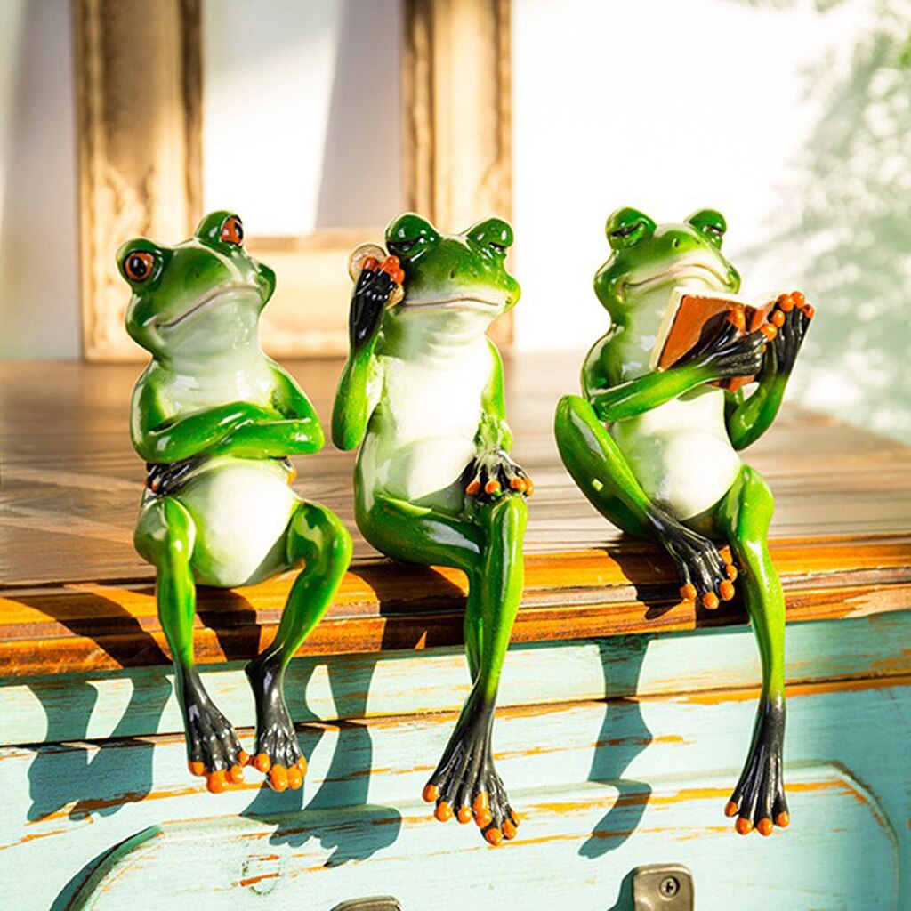 3D Frog Decoration Animal Resin Crafts Figurines Cute Crafts Toy Desktop Ornament