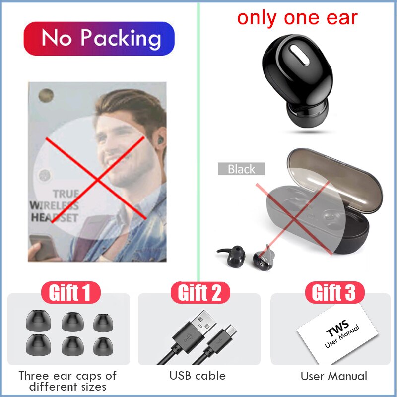 IPX5 Bluetooth Wireless Headphones 3D Stereo Sound Earbuds with Charging Box Waterproof Sport Earpiece Long Battery Life Headset: Dark Grey