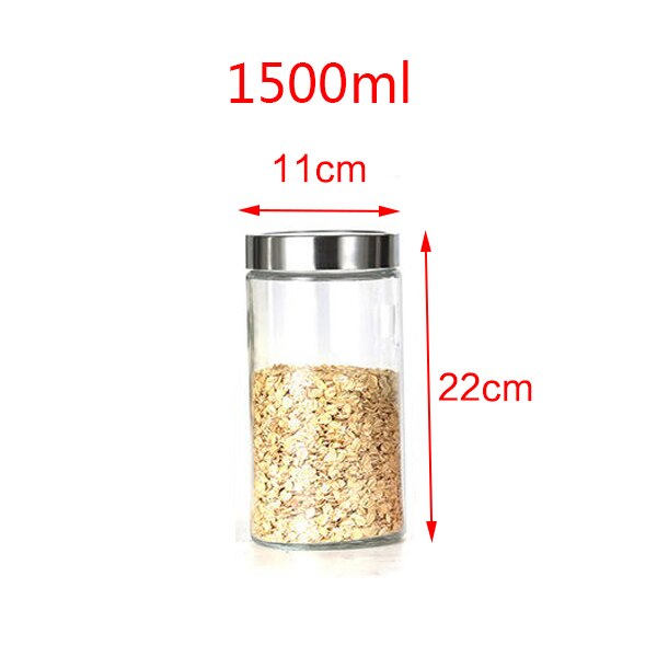 Oppbevaringsflasker i glass krukker med lokk stor kapasitet honninggodterikrukke kjøkkenbeholder forseglet med lokk glasskrukker hemmelig oppbevaring: 1500ml