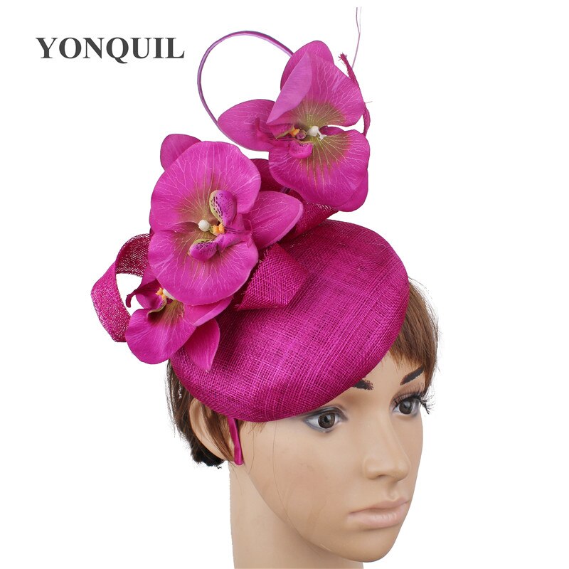 4-Layer sinamay wedding party headpiece with flowers bride wedding headwear women occasion banquet lady fascinators hat