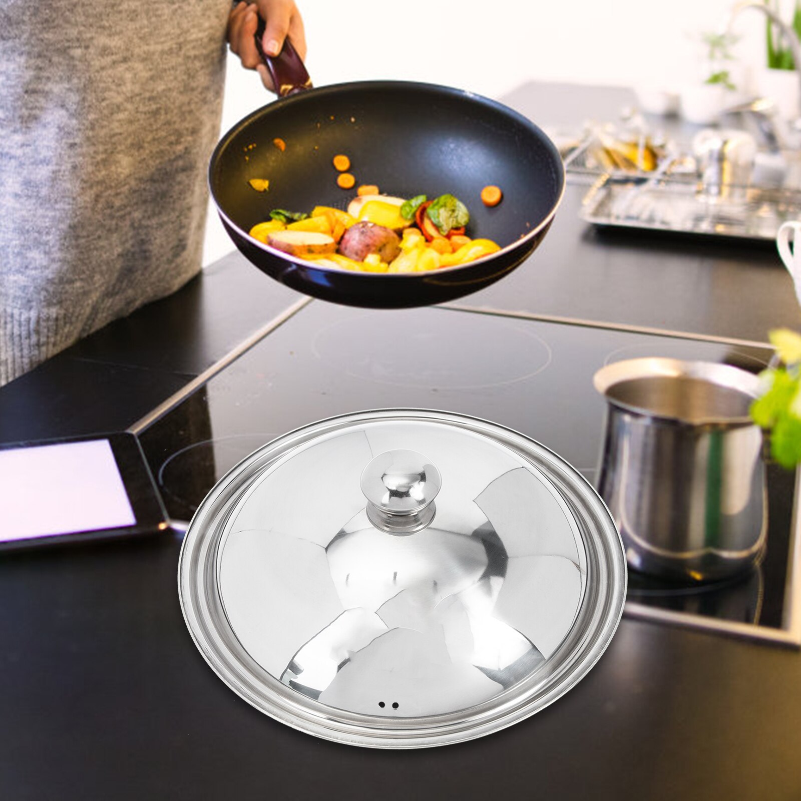 Cooking Pot Stainless Steel Lid Multi-function Pot Cover Kitchen Supply