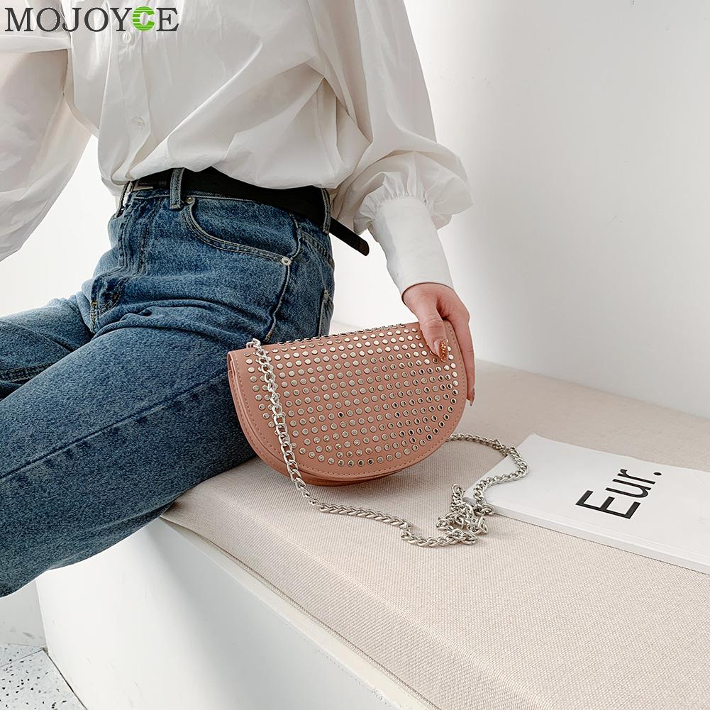 Bolso de hombro tipo bandolera Retro para mujer, cadena semicircular para mujer, pequeño bolso de pecho, bolso de compras de piel sintética, bolsos de viaje tipo mensajero