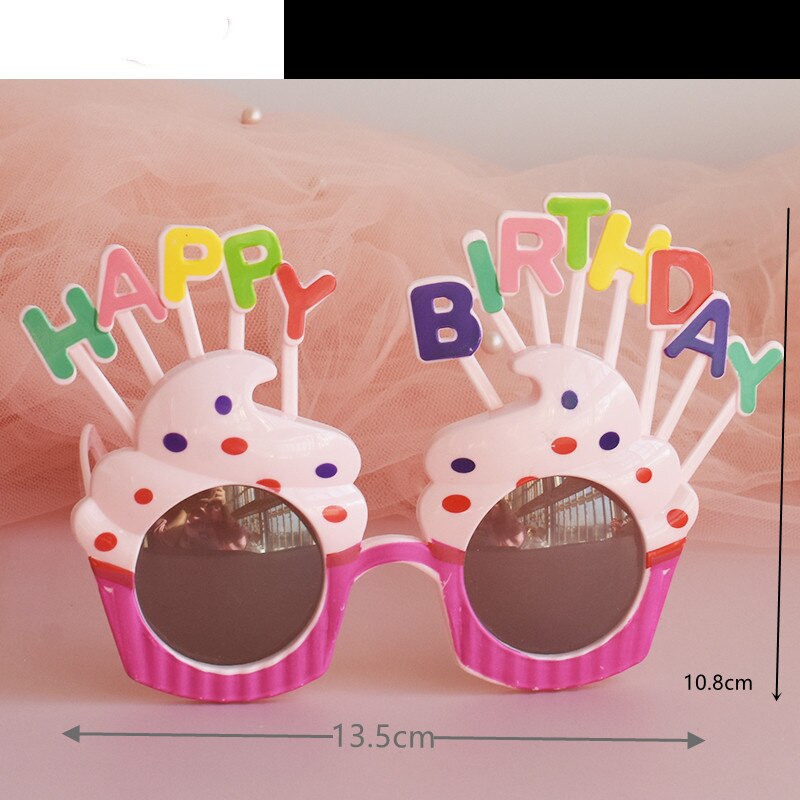 Grappige Verjaardag Bril Dolfijn Ballon Creatieve Kinderen Happy Birthday Party Cake Decoratie Plug-In Taart Jurk Up Ornamenten: 4