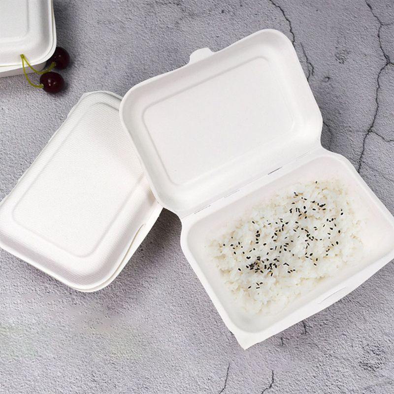 50Pcs 450ML Eco-friendly Disposable Takeout Food Containers Degradable Lunchbox H55A