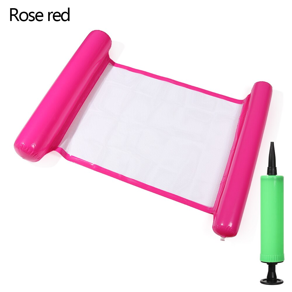 1SET Summer Amusement Inflatable Pool Floats Water Hammock Relax Swimming Floating Chair Beach Pool Accessories With Air Pump: rose red