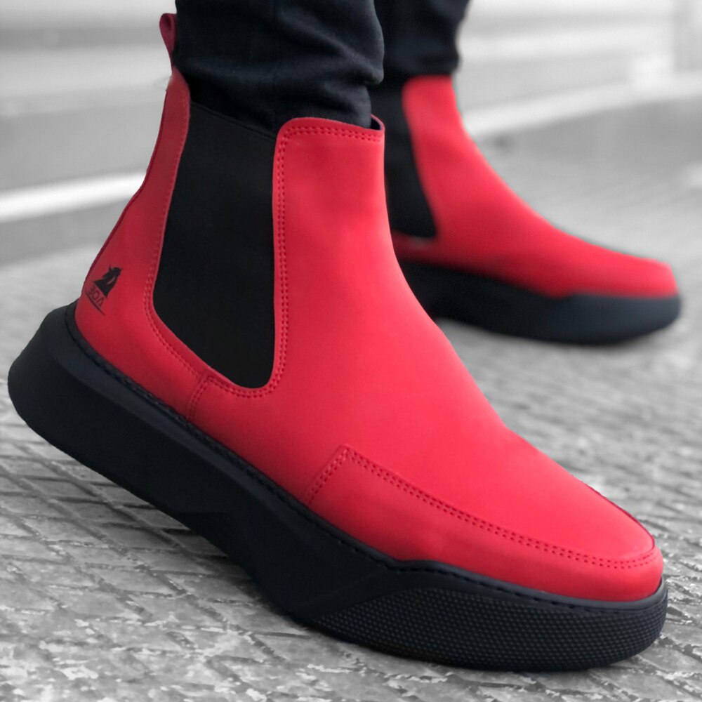 BA0150 Step-in Band Men Red Sole High Sports Boots. Orthopedic Casual Comfortable Casual Clothing Winter Postal