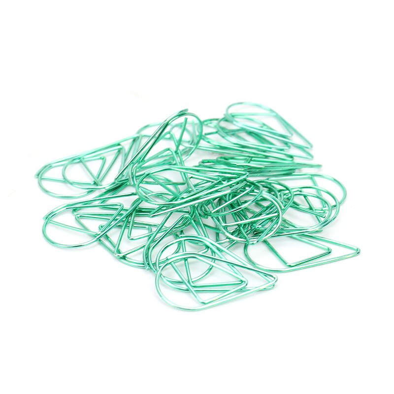 Lot de 30 trombones en métal en forme de feuille de couleur or et argent, kawaii, mignon, marque-page, papeterie scolaire et de bureau: Vert