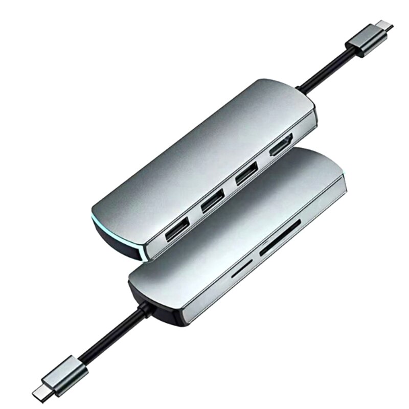 6 In 1 Usb C Hub Usb Multi Hdmi Usb 3.0 Kaarder Reader Adapter Usb Splitter Voor Mac Boek pro Air Usb Dock Type C Hub (Grijs)