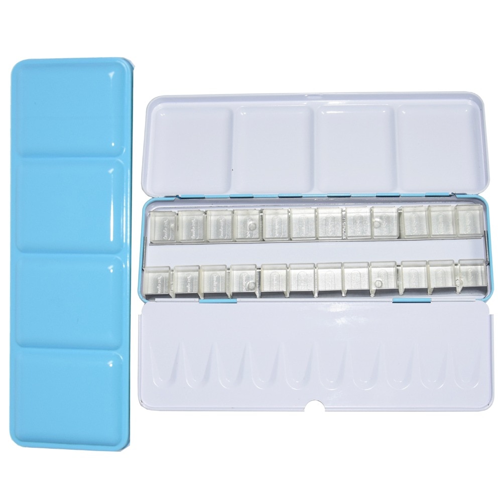 CRAFFANCY Lege Aquarel Verf Pannen, 50 Stks Witte Half Pannen & 50 Stks Volledige Verf Tins Voor DIY Aquarel Oliën Aquarel Pannen Vervangingen