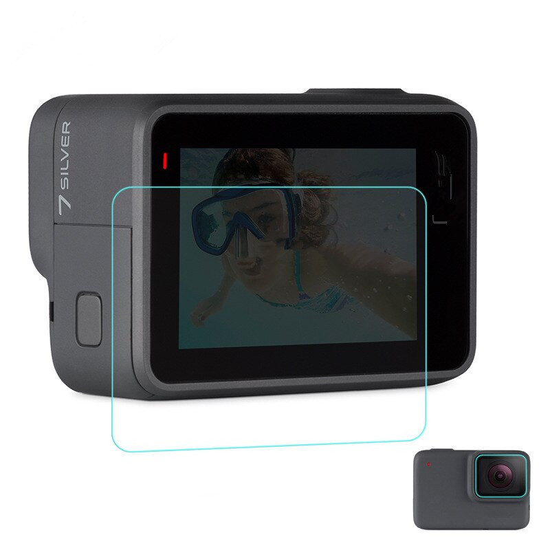 Protetor de vidro temperado capa para gopro go pro hero7/hero 5 lente da câmera e filme de proteção de tela lcd: Screen and Lens 5