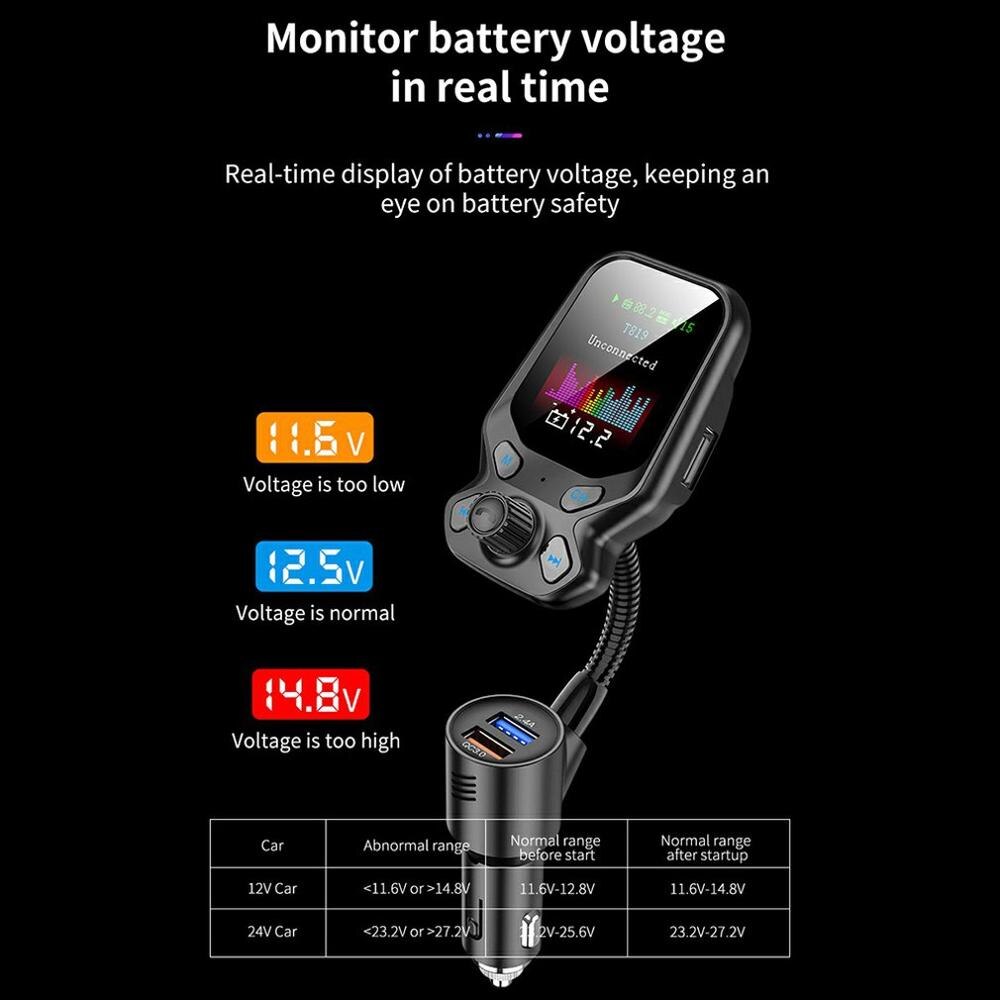 Fm-zender Adapter Dual Usb-poort Lader En Lcd Display 5.0 Snel Opladen Ingebouwde Microfoon Fm-zender Adapter