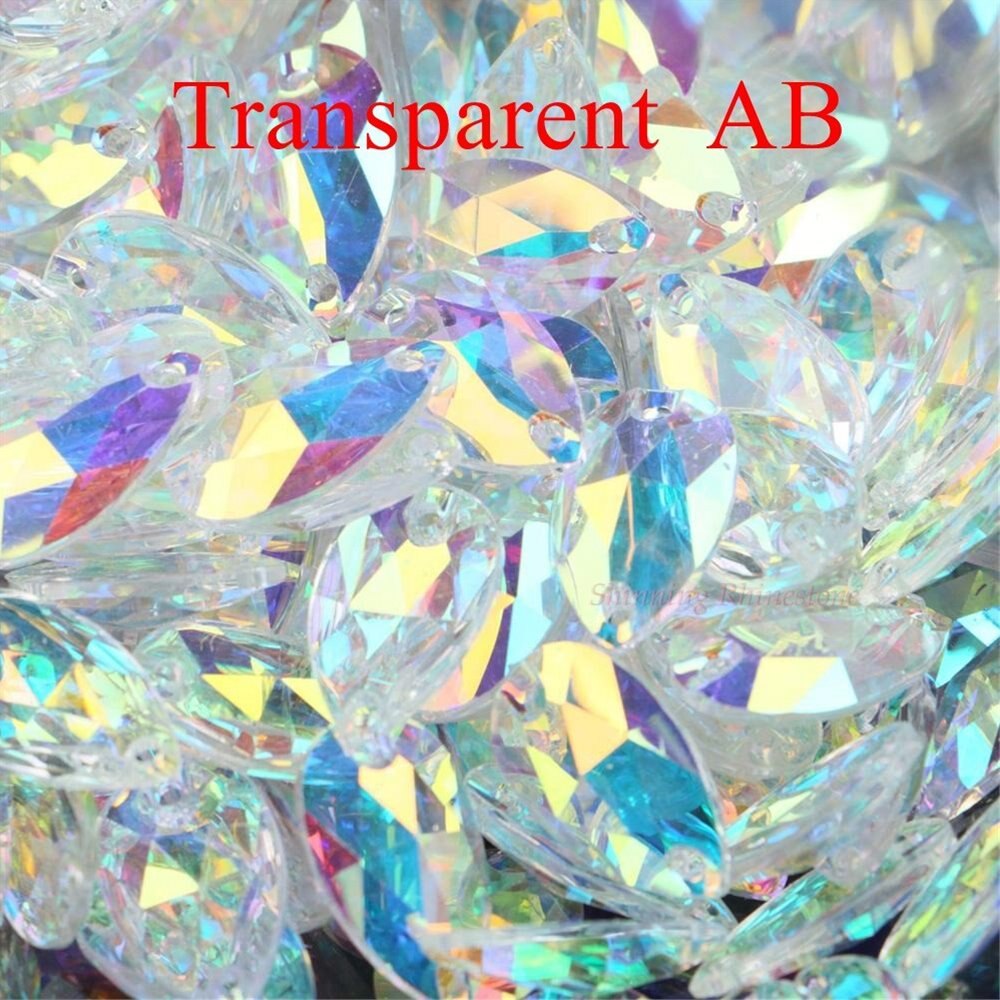 Teardrop Vorm Drie Size Crystal AB/Transparant AB Kleur Sew On Resin Rhinestones Met Twee Gaten Flatback Stones