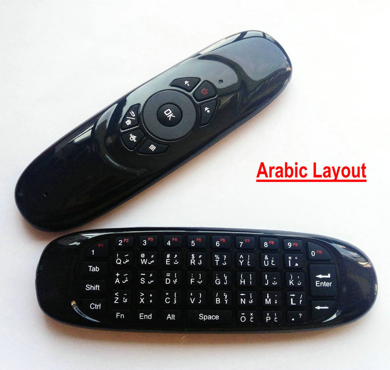 Tikigogo C120 2.4G Gyroscope Air Mouse Mini Wireless Keyboard Russian Arabic English for Android Smart TV Box PC Remote Control: Arabic Layout