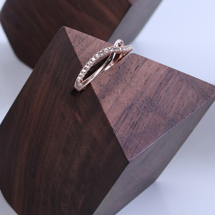 Brown Solid Wood Ring Display Holder Ring Display Showcase Jewelry Display Rack