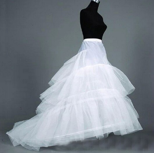 White Petticoat Train Crinoline Underskirt 3-Layers For Wedding Dresses Bridal Gowns