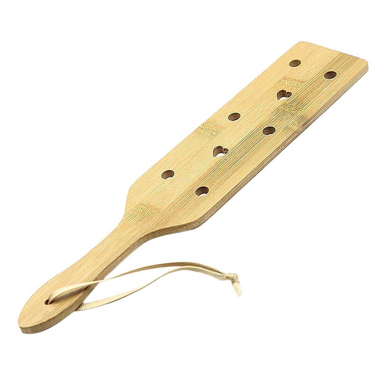 Bamboo Wood Paddle Lightweight Thin Wooden Paddles with Airflow Holes Light Play Wooden Whip Heart Cut-out: Default Title