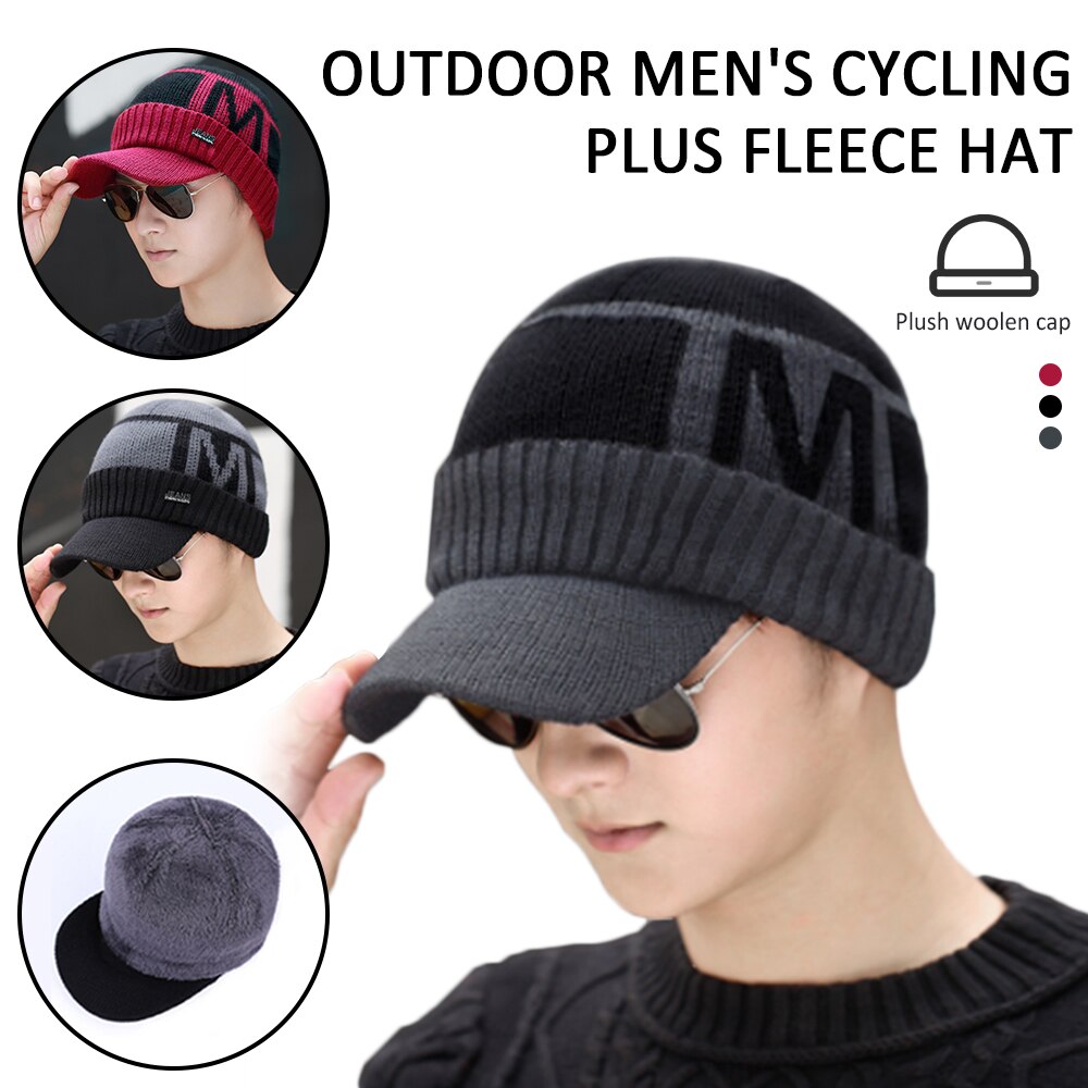 Classic Men Cycling Bike Wear Hats Breathable Bicycle Caps Free Size Outdoor Sports Ski Warm Simple Visor Knitted Casual Hats