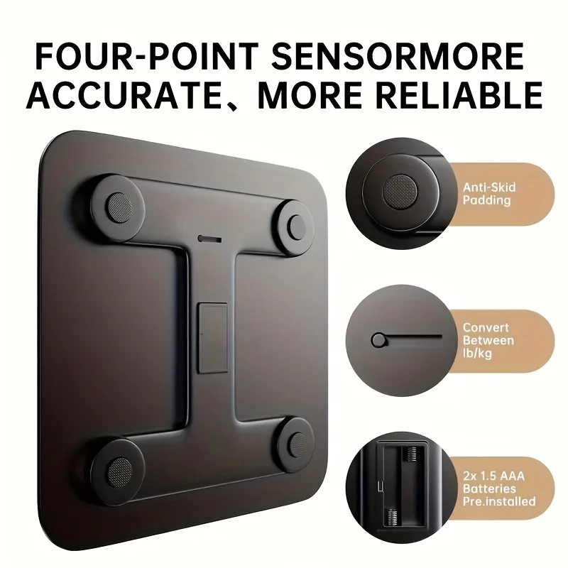 Zeer nauwkeurige personenweegschaal met breed platform en grote capaciteit, LCD-scherm met achtergrondverlichting, capaciteit van 390 lb