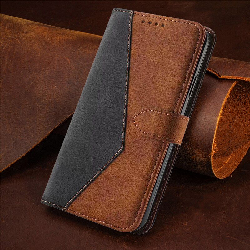 Voor Oppo Realme C35 Flip Case Retro Leather Card Shell Voor Realme C35 RMX3511 Case Wallet Cover Funda Shockproof: Black Brown