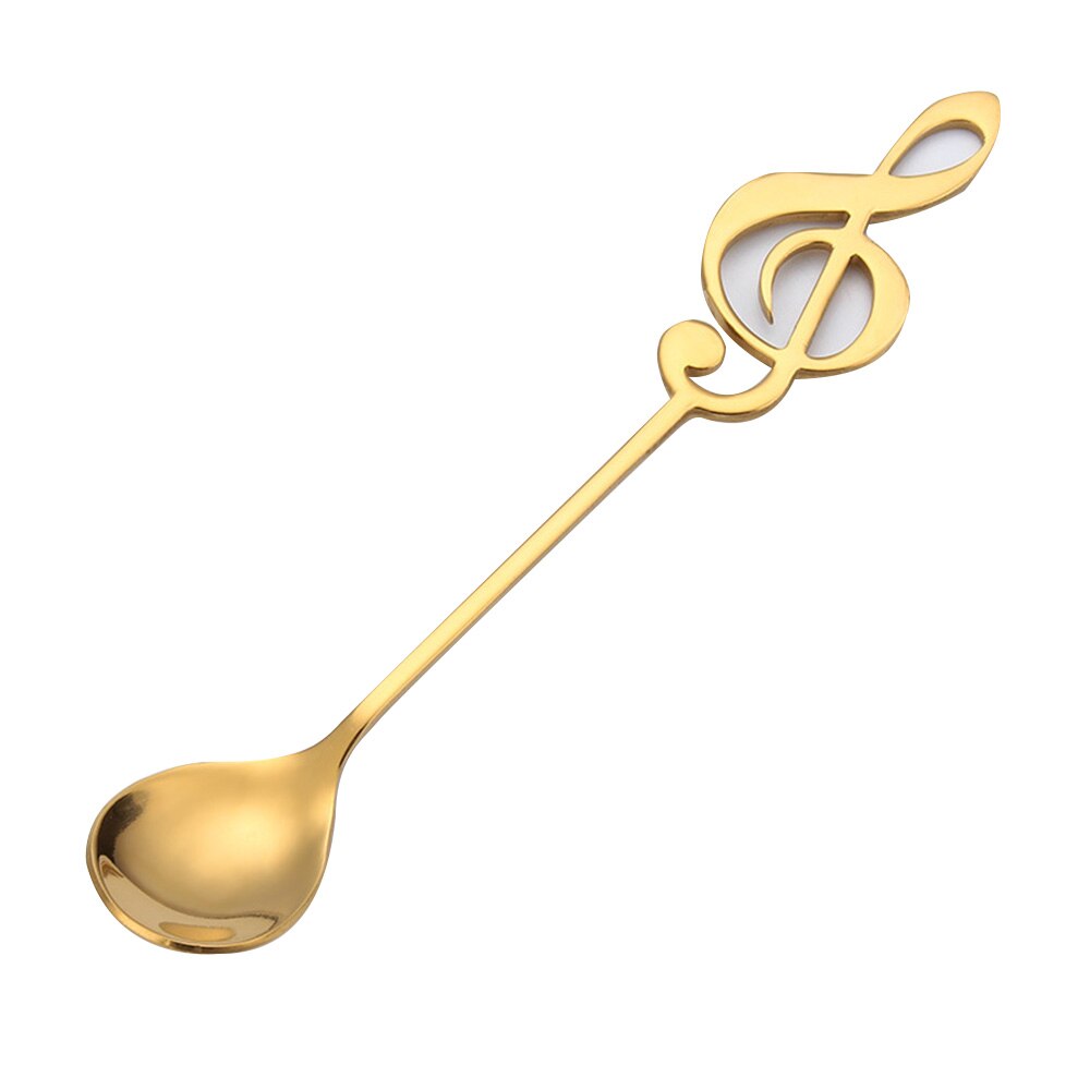 7 Colors Note Stainless Steel Coffee Tea Stirring Spoon Teaspoon Music Theme Metal Cake Dessert Ice Cream Spoons Flatware: 06