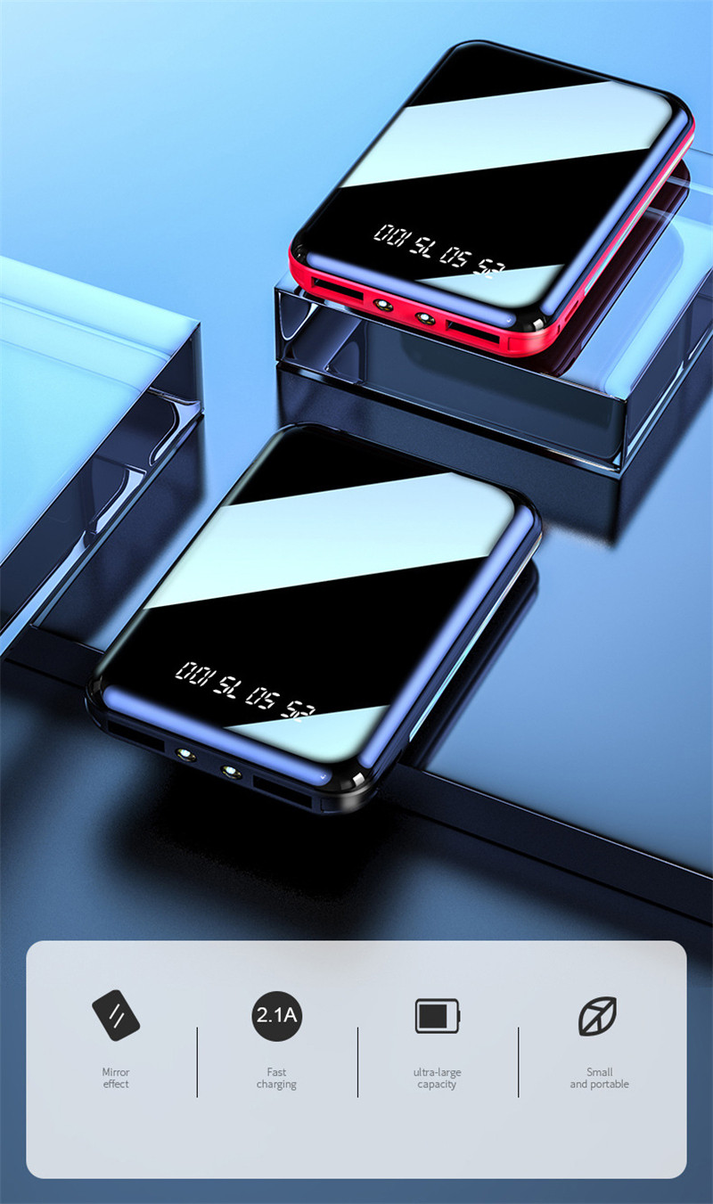 80000mAh Mini Ultra-thin Portable Power Bank Charger Digital Display 2USB Port Fast Charging External Battery For Xiaomi Samsung