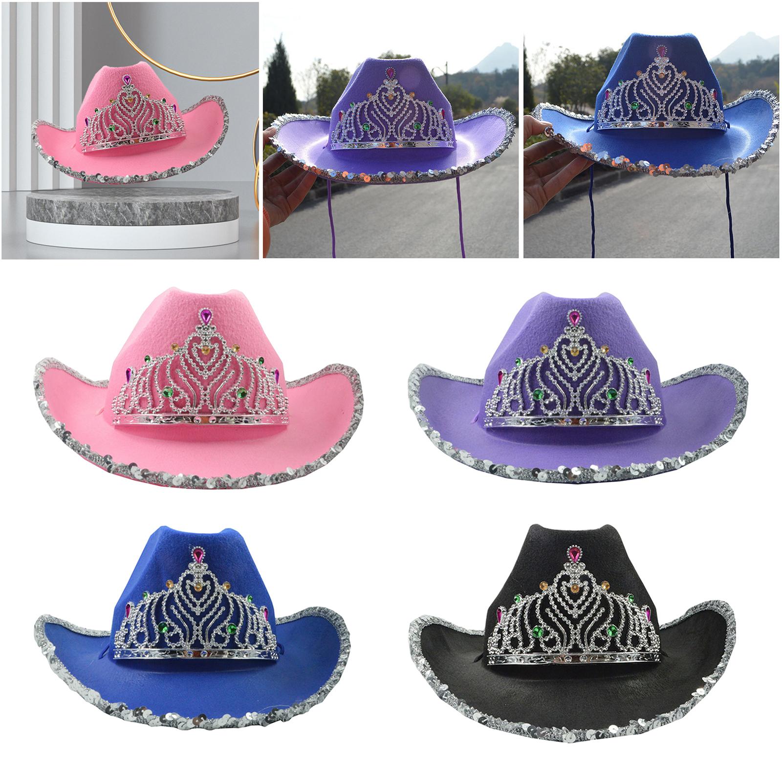 Cowboy Cowgirl Hat with Crown Wide Brim Feather Halloween Theme for Party Accessory Cosplay