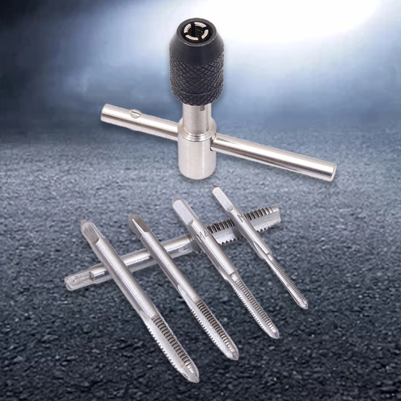 6 Pcs Tap Drill Wrench Tapping Threading Tool T-shaped Tap Wrench for Hand Tapping Operation 3mm-8mm for DIY