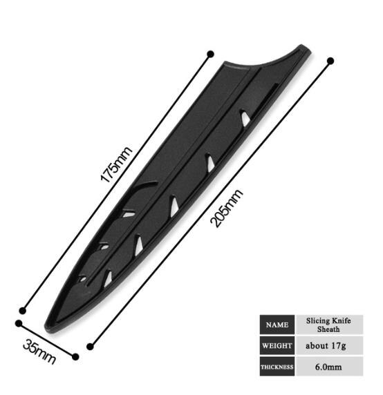 Damask 6 pcs Black Plastic Knife Blade Protector Kitchen Knife Cover For 3.5" 5" 5" 7" 8" 8" Knife PP Knife Cover: For 8 inch Slicing