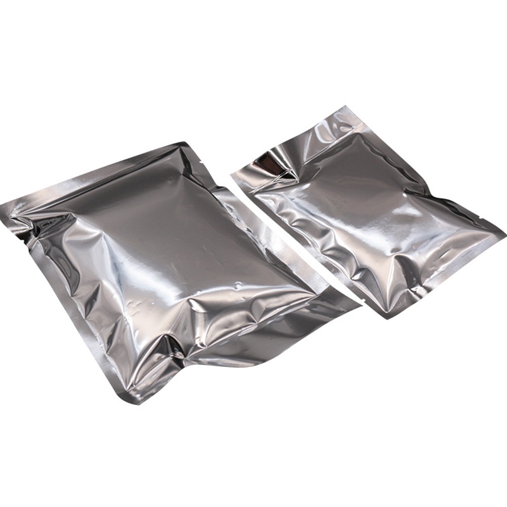 100PCS Silver Aluminum Foil Mylar Bags Vacuum Sealer Zipper Food Saver Bag Storage Pouches For Kitchen Supplies