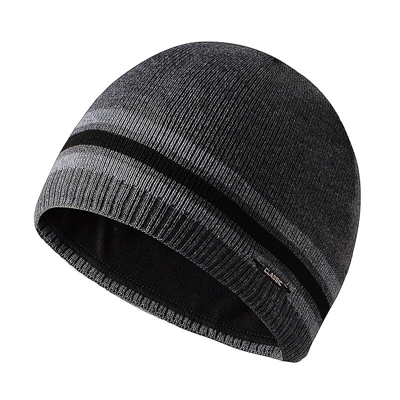 CAMOLAND Winter Plus Fleece Beanies For Men Women Striped Skullcap Warm Knitted Hat Male Sports Hedging Caps