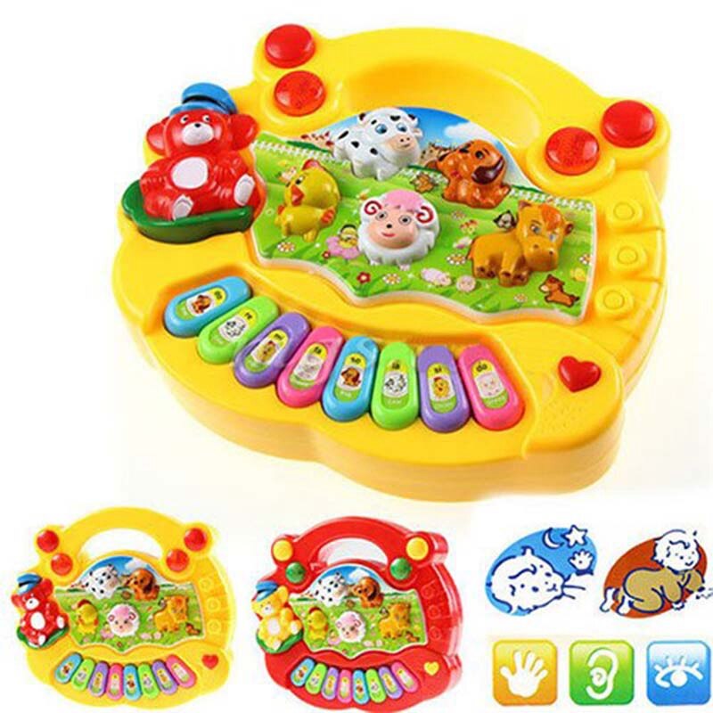 1 Pcs Animal Farm Piano Music Developmental Toys Baby Musical Instrument &amp; 1 Set Letters Foldind Stack Cup Tower