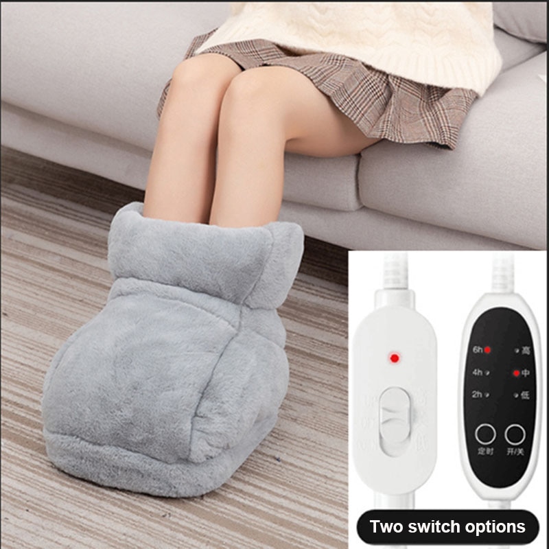 Electric Heating Foot Pads Treasure Plush Heating Shoes Heater Charging Heating Foot Pad Winter Warmer Removable Cleaning 220V