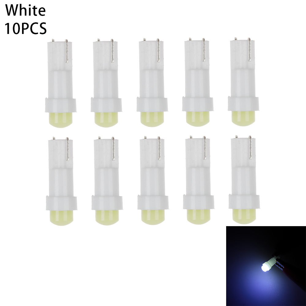 10PC 12V T5 COB LED Car Dashboard Gauge Instrument Lights High Brightness Automobiles Interior Bulbs Cluster Lamp Accessories: White