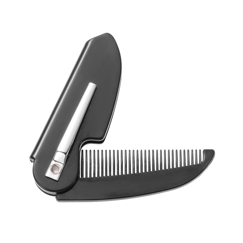 1PCS Black Stainless Steel Folding Comb For Men Anti Static Mustache Comb Hairdressing Styling Beard Comb: 3