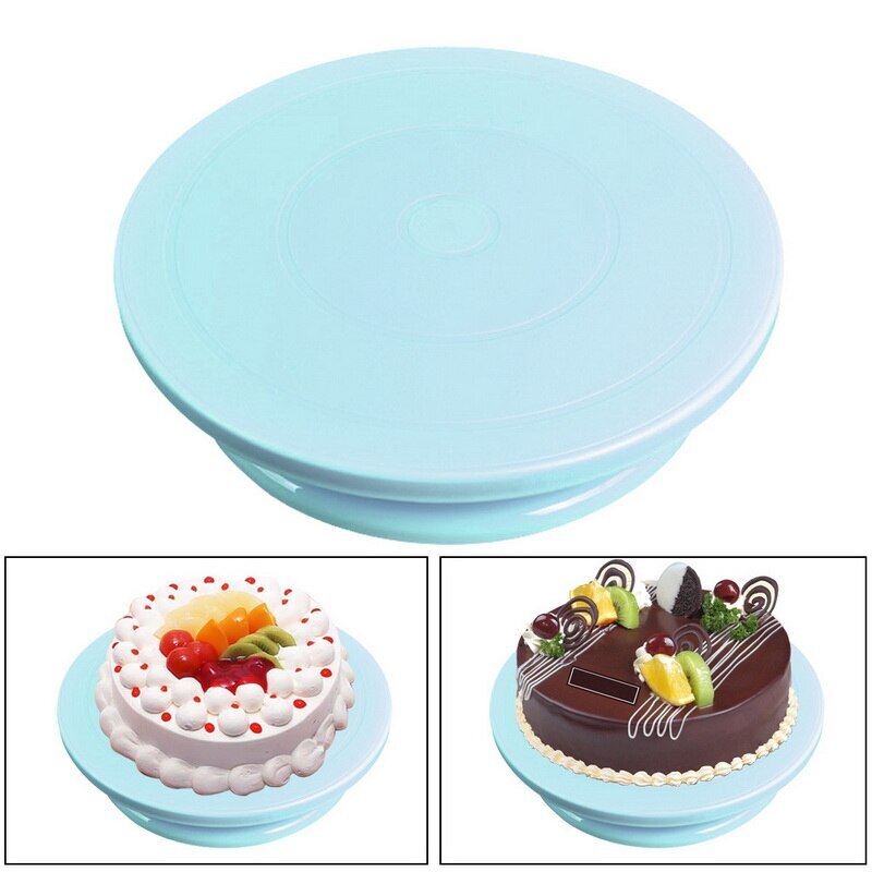 Plato giratorio de plástico antideslizante para decoración de tartas, soporte giratorio para decoración de tartas, placa de mesa giratoria para cocina, herramienta para hornear Pan DIY, 1 Uds.: blue
