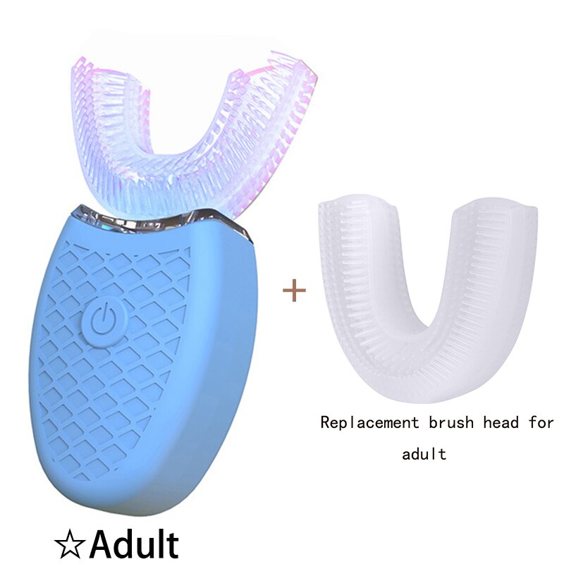 Sonic U Shaped Electric Toothbrush Kids Tooth Brush For Children Baby Toothbrushes Ultrasonic Teeth Cleaner Head Smart Whitening: Blue and head