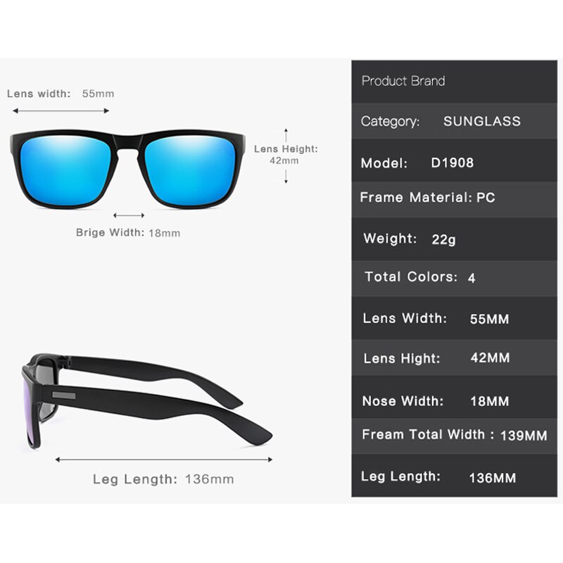 Polaroid Zonnebril Unisex Vierkante Vintage Zonnebril Winddicht Sunglases Gepolariseerde Zonnebril Retro Voor Vrouwen Mannen 11-KPD1908