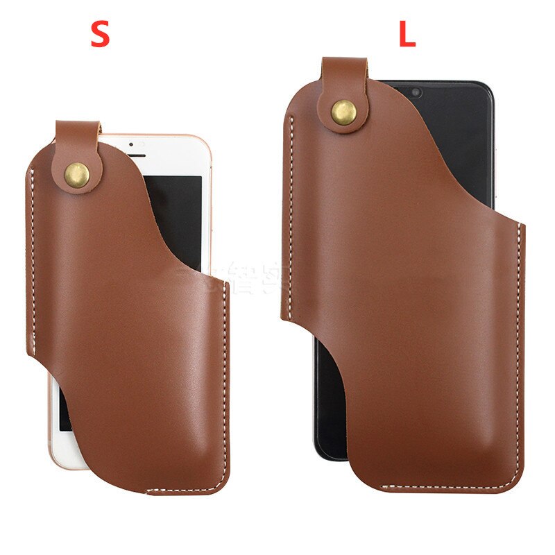 Atualizar novo vintage coldre de loop celular viagem caminhadas telefone caso cinto adereços da cintura couro do plutônio bolsa telefone carteira: S / BROWN