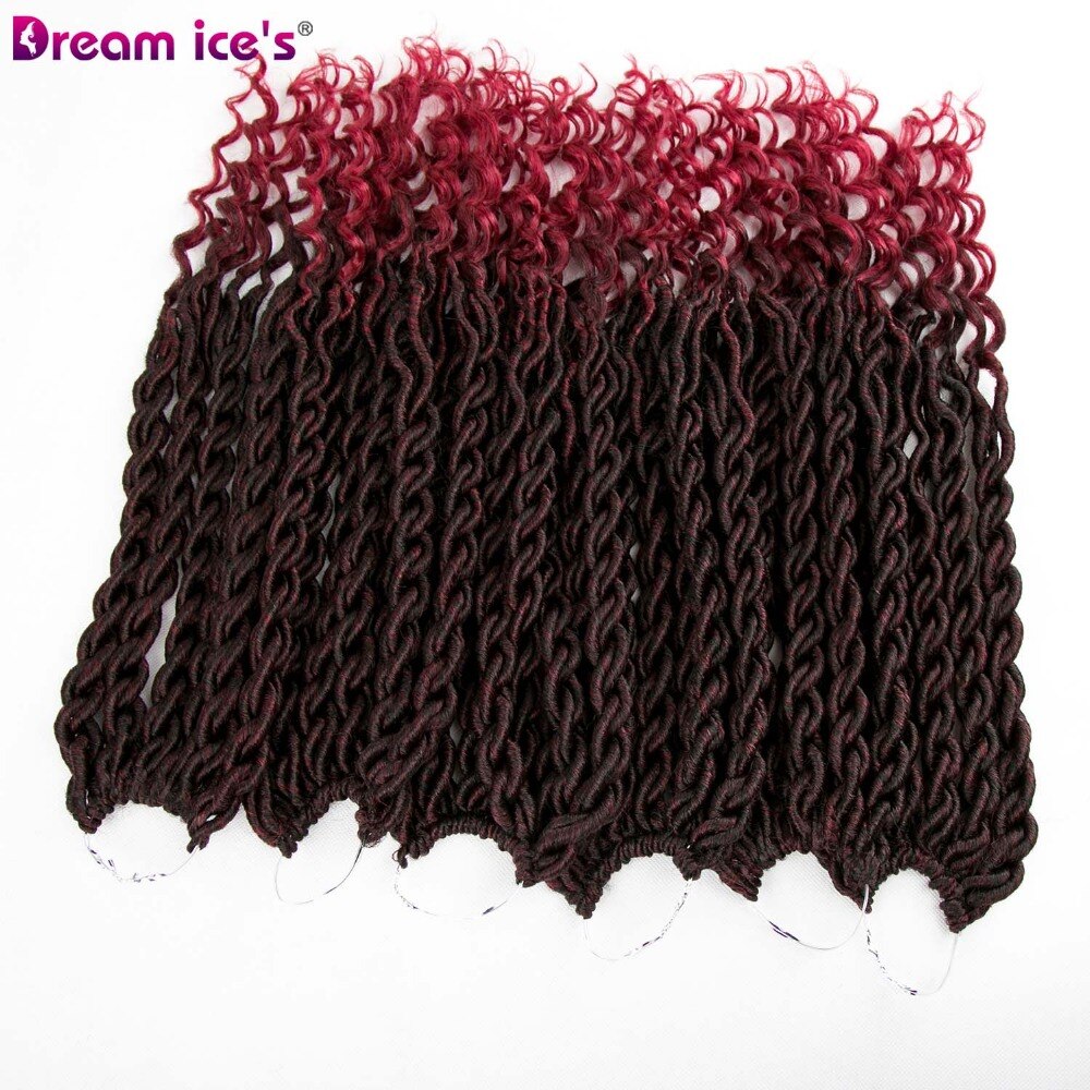 Burgundy Faux Locs Curly Crochet Braids Braiding Hair Bulk Crochet Hair Extensions Synthetic Hair Ombre Braids 70g 3pcs/lot