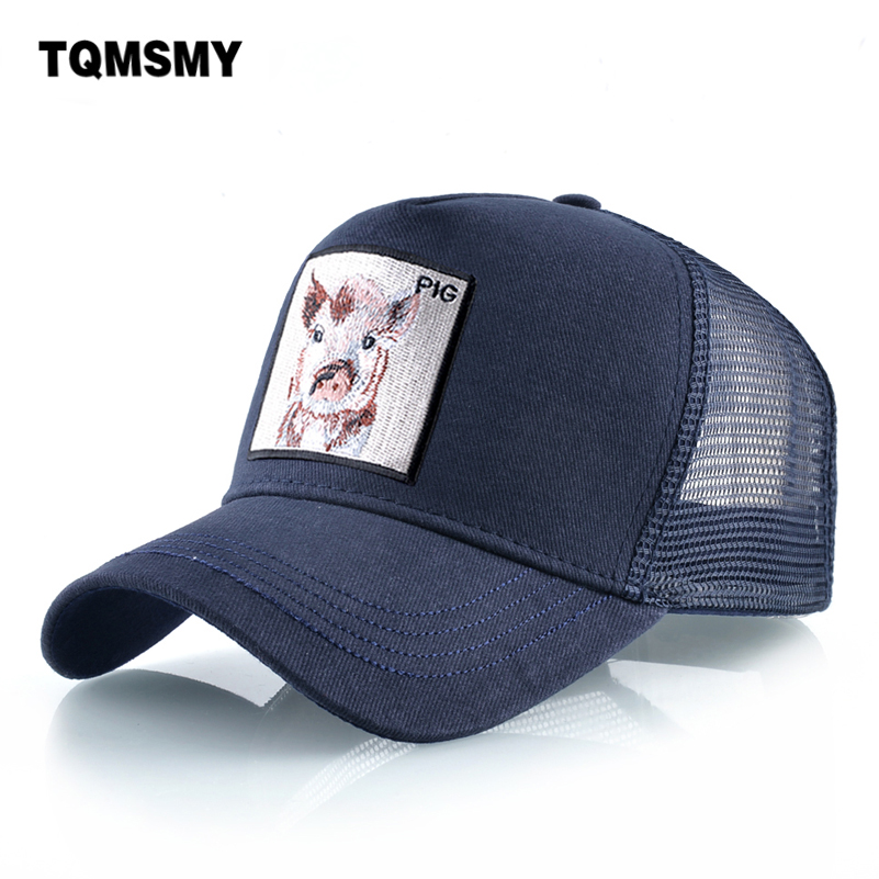 Casquette de Baseball à motif de cochon brodé pour hommes et femmes, chapeau d'été en maille, style Hip Hop, visière de camionneur