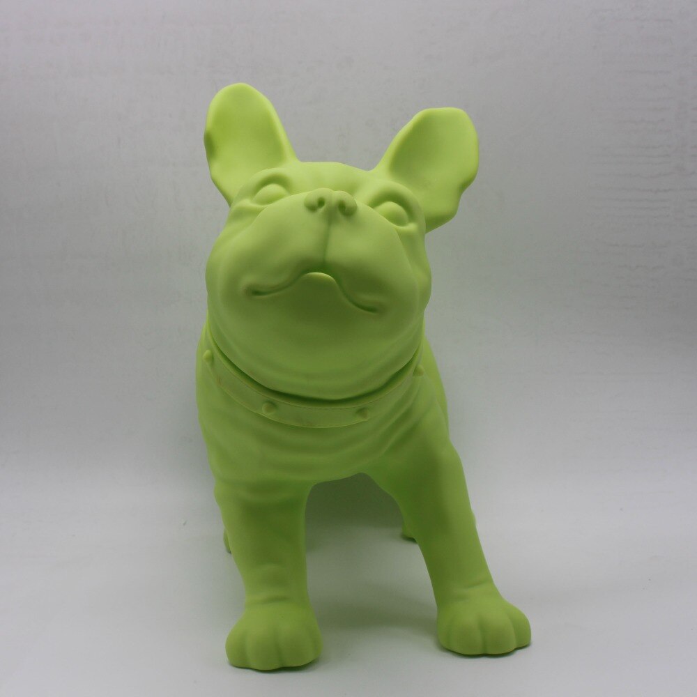 Maniquí de perro Bulldog francés de plástico verde, venta para tienda de mascotas, exhibición