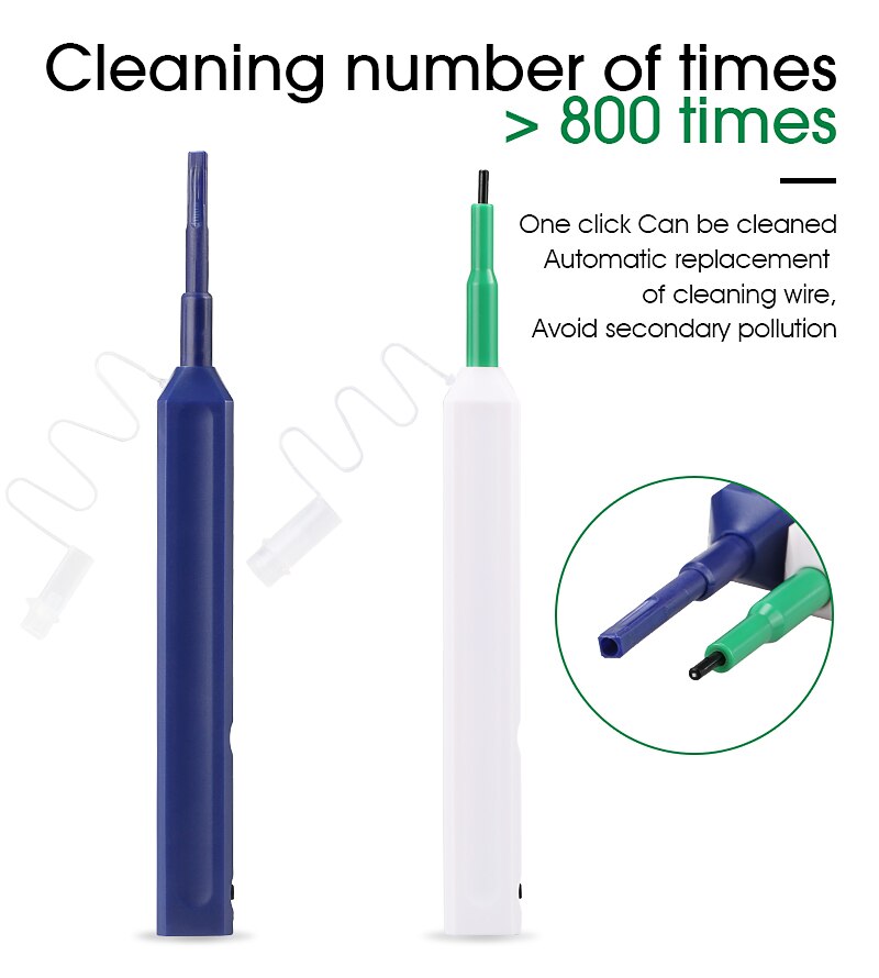 2PCS/lot Fiber Optic Cleaner Pen LC/SC/FC/ST 1.25mm+2.5mm 800 Cleans Anti static connector Adapter Cleaning Pen Smart cleaner SC