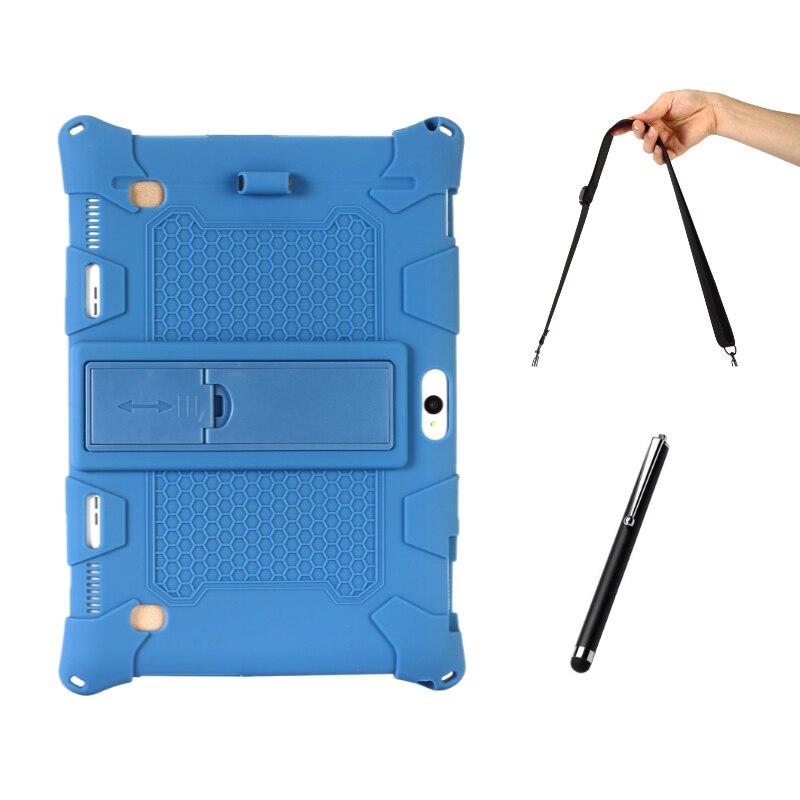 funda tablet 10 pulgadas Nueva silicona suave funda tablet 10.1 pulgadas Cubierta trasera a prueba de golpes de Tablet PC Android: DarkBlue and Straps