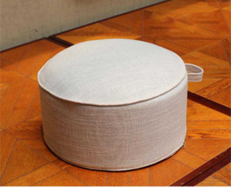 Coussin de siège rond Tatami lavable , épais, Futon, pour Table à thé, balcon, salon, baie vitrée: beige