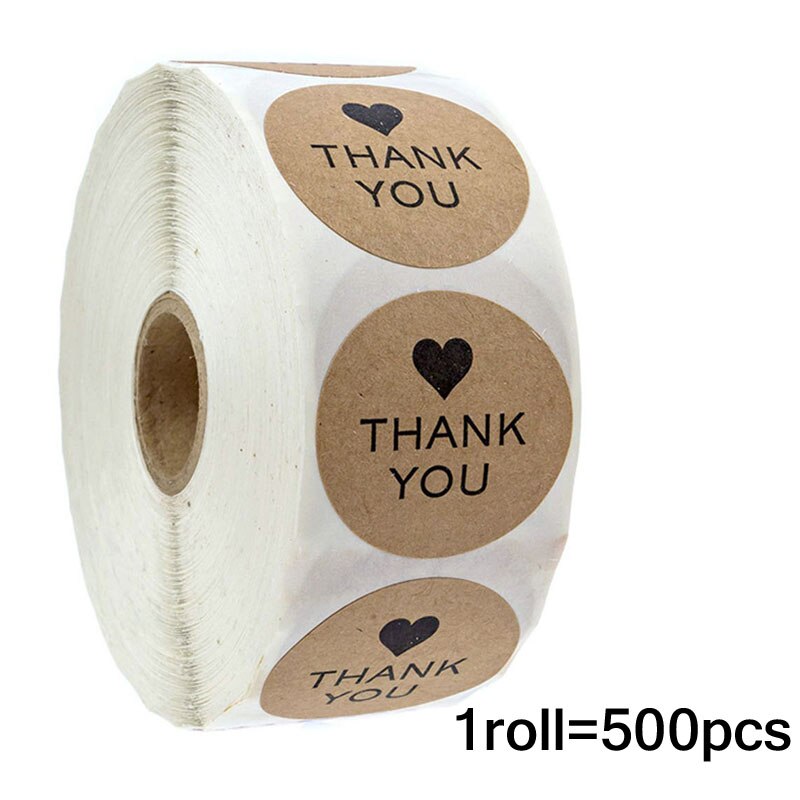 Rouleau de papier autocollant merci pour Business, 500 pièces, artisanal, décoratif, d'amoureux, étiquettes de scellage d'enveloppe: B10