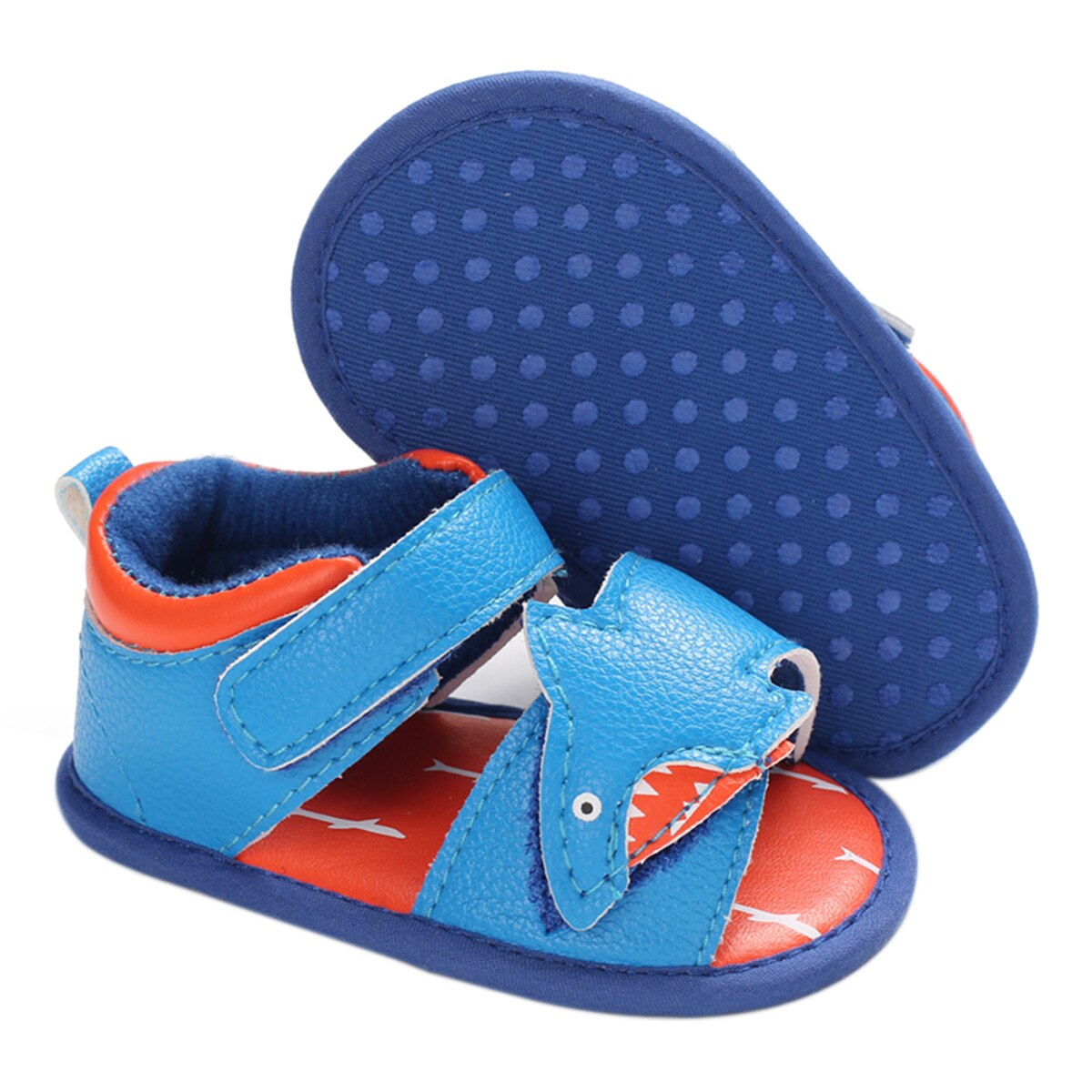 Sandalias informales para bebés y niños, sandalias de verano con forma de tiburón de dibujos animados, suela blanda, zapatos antideslizantes para antes de 0 a 18M