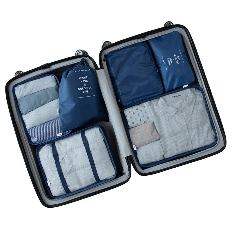 6Pcs/Set Waterproof Travel Bag Suitcase Packing Set Storage Organizer Portable Luggage Organizer Case Clothes Shoe Tidy Pouch