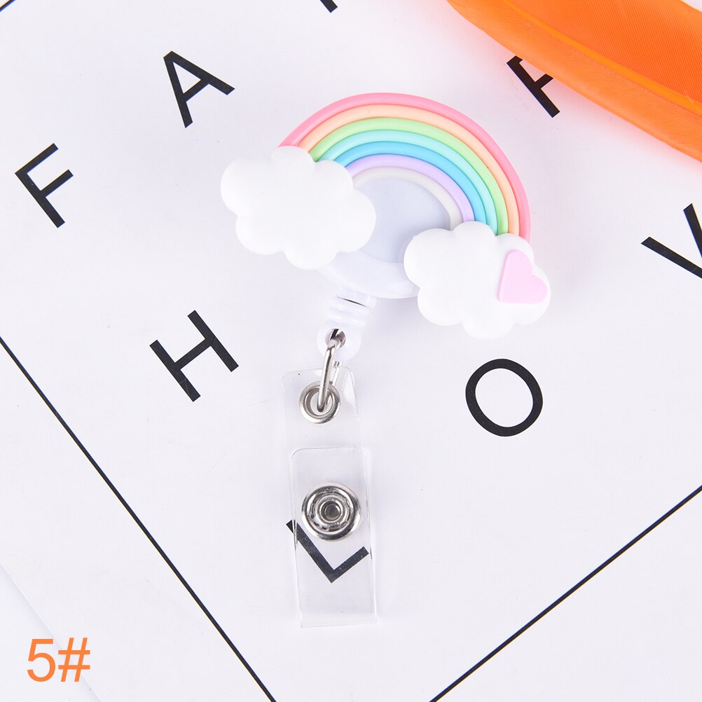 1Pcs Schattige Kleine Tag Kaarthouder Reel Voor Card Leuke Lolly Regenboog Intrekbare Badge Reel Id Card Clip Id badge: N5